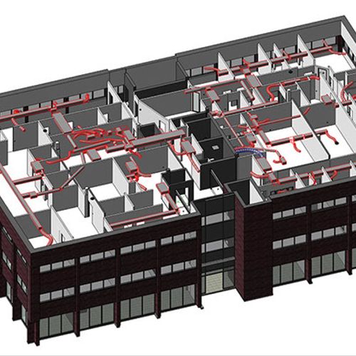HVAC modeled for 3 story office building