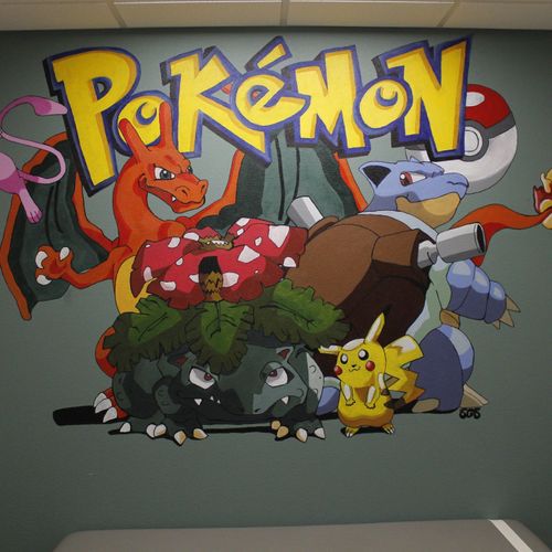 9 x 10 ft 'Pokemon' mural in Pediatric Associates 