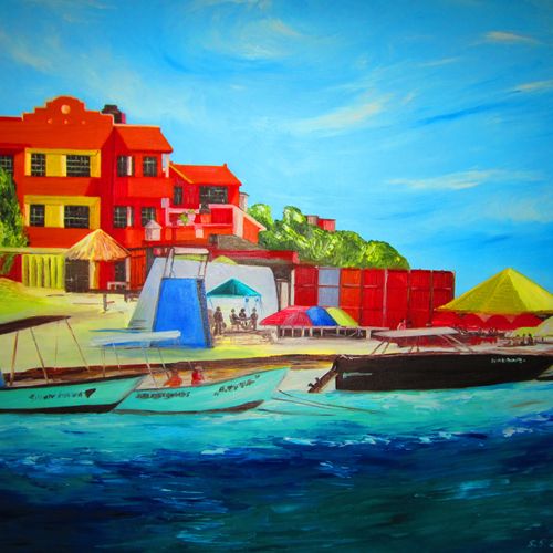 SOLD on AANTV. Puerto Morelos. Mexico. Oil on canv