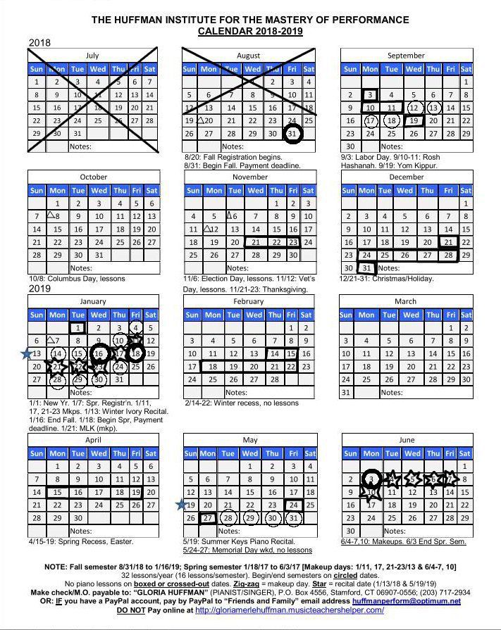 2018-2019 HIMP Calendar