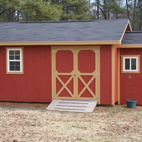 Work shop with attached garden shed