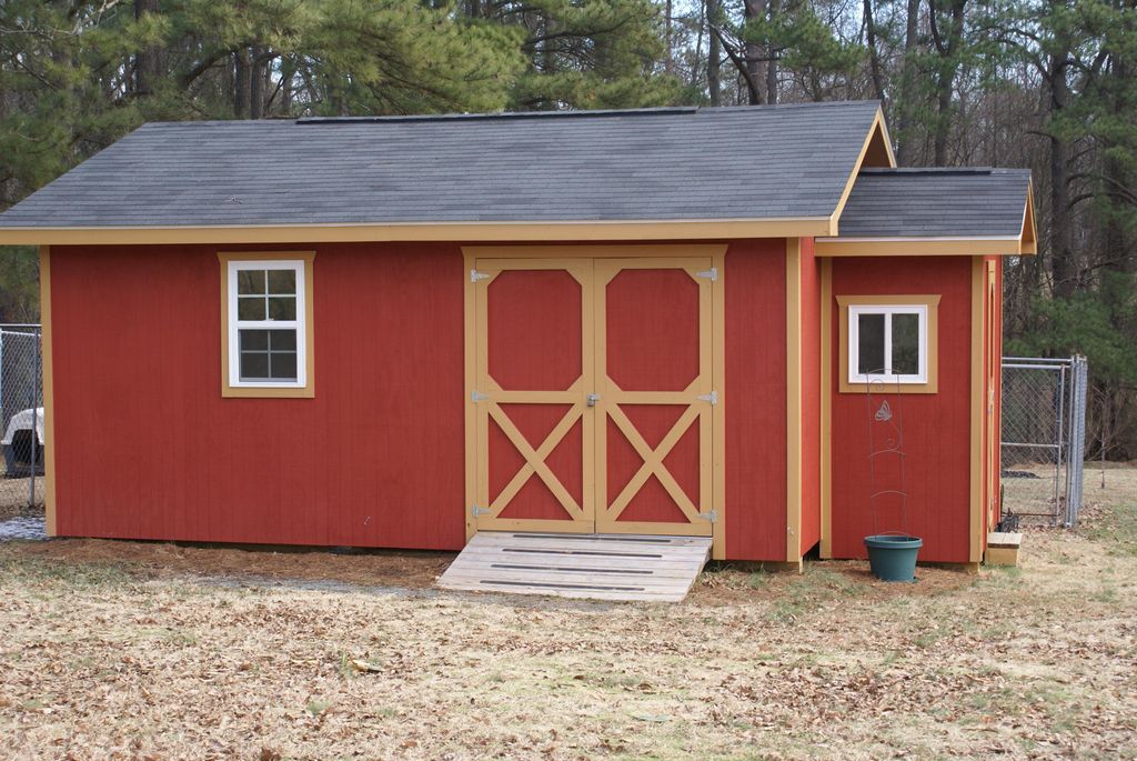 Work shop with attached garden shed