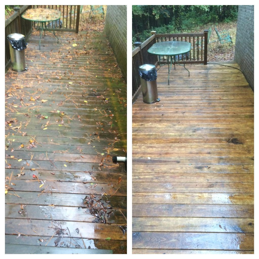 Before and after of a porch behind a residential h