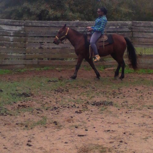 This young lady has ridden a few times and is gett