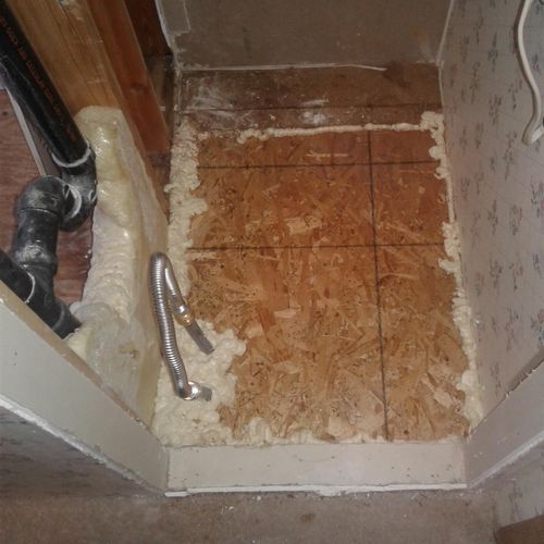Subfloor replaced because of leaking hot water hea
