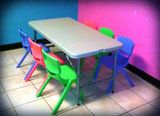 cute kids table set with 6 chairs