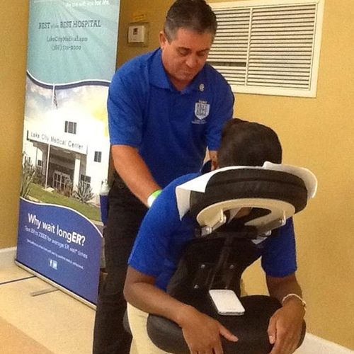 Providing Chair Massage at the Health Fair with No
