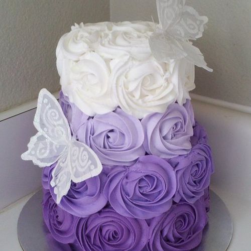 Ombre 2-tier wedding cake. Iced in buttercream