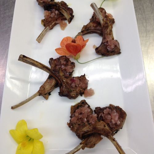 Marinated Lamb Rack with Red Onion.