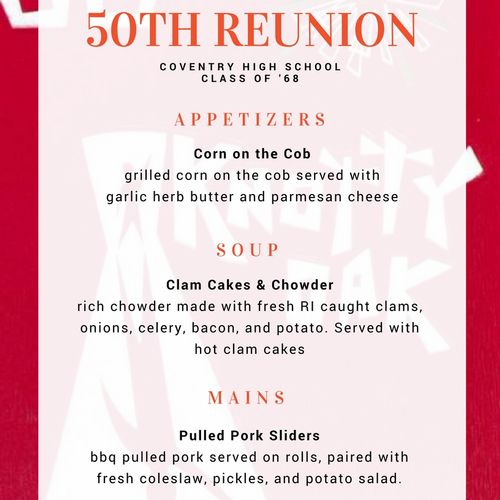 Catering for New England Reunion 2018