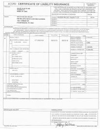 Certificate of insurance