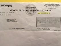 Associate Clinical Social Worker to practice in Ca