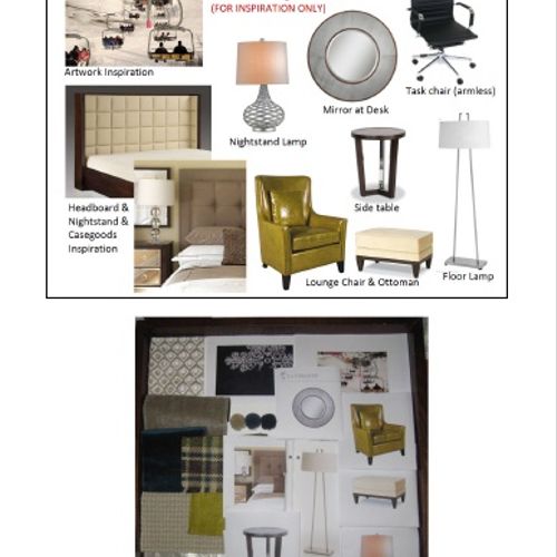 Furniture, fabrics and finishes selection and pres