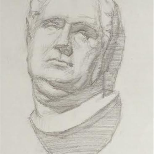 Block-In Drawing from Cast Statue. Charcoal on Pap