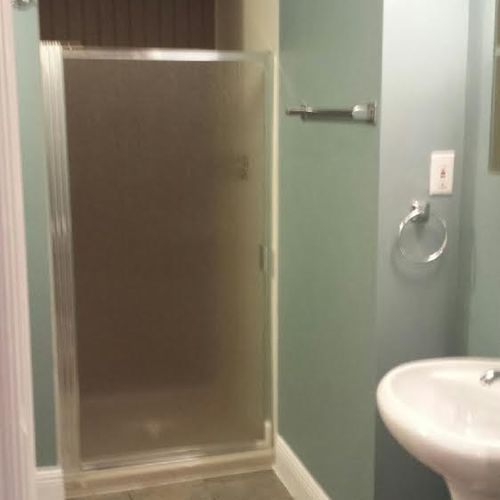 Shower walls, shower door installation, Dry wall a
