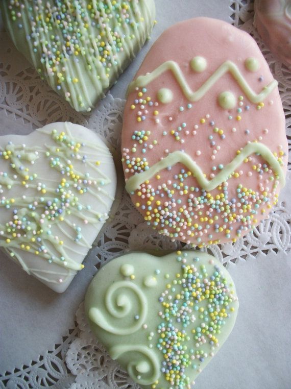 Pastel colored chocolate covered Brownies, Cookies