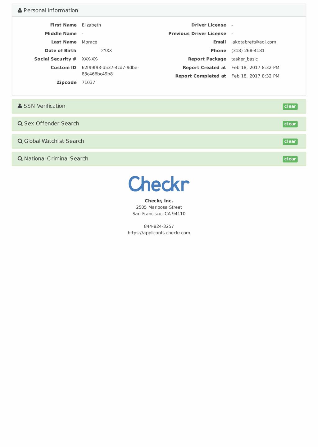 Background Check Completed