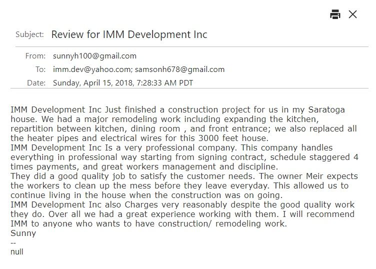 Customer Review - Kitchen Remodel in Saratoga