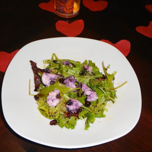 Spring Salad with Blueberry Goat Cheese & Balsamic