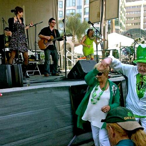 on stage at Balboa Park San Diego for Saint Patric