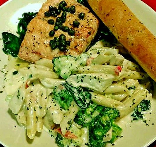 Salmon with Lemon Butter Caper Sauce, Chicken and 