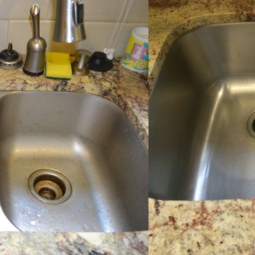 Before and after of kitchen sink