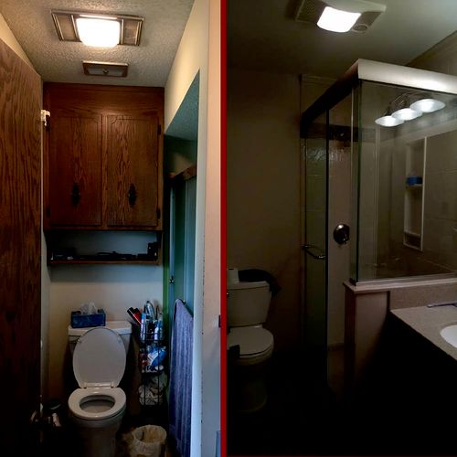 Master bathroom with the before & after