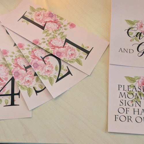 Table Numbers and Decorative Signs