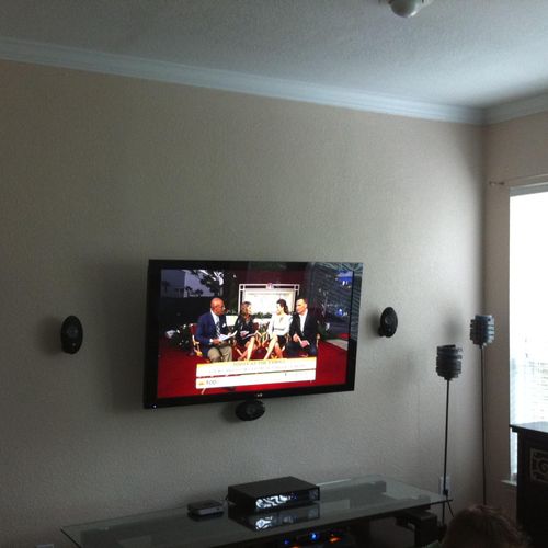 TV Mounted With Surround Sound