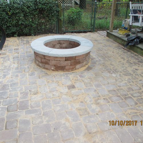 Custom built fire pit and patio 
