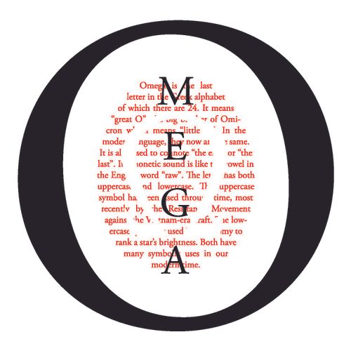 Omega (print piece designed in Adobe Illustrator)