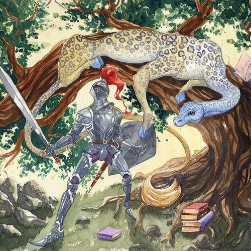 King Pelinore and the Questing Beast __ watercolor
