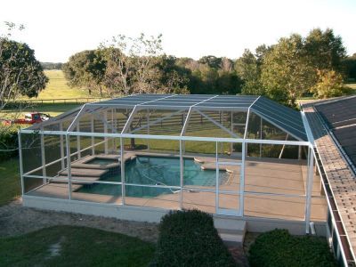 Completed pool deck with cage.
