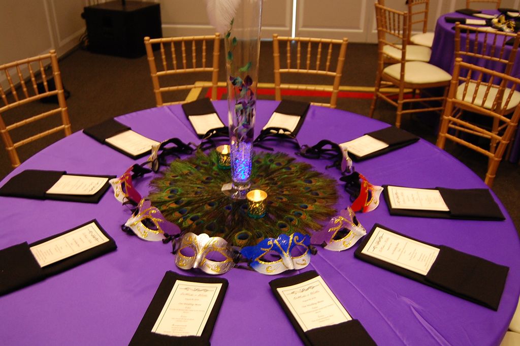 Reception, Mardi Gras Theme w/Peacock Mat