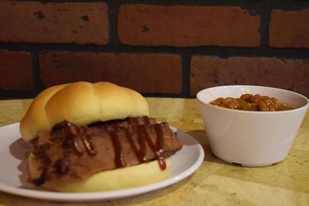 Brisket Sandwich with Baked Beans