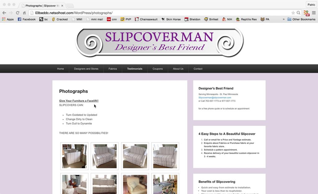 Website design for www.slipcoverman.com
