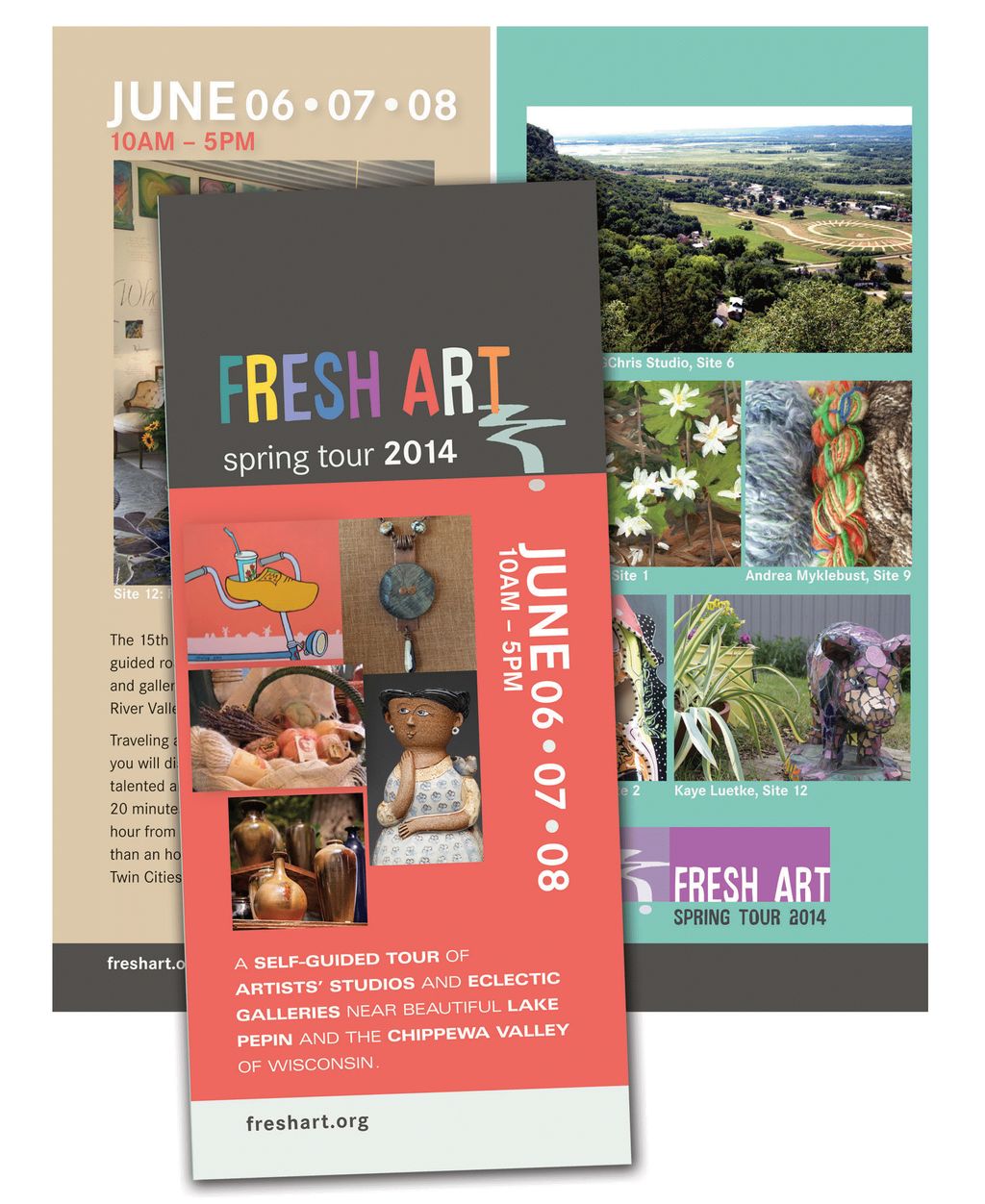 Ongoing design for Fresh Art including logo, broch