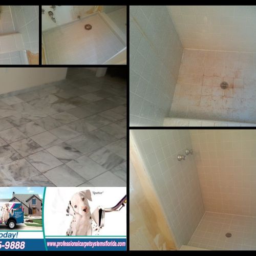 a collage of our tile cleaning.