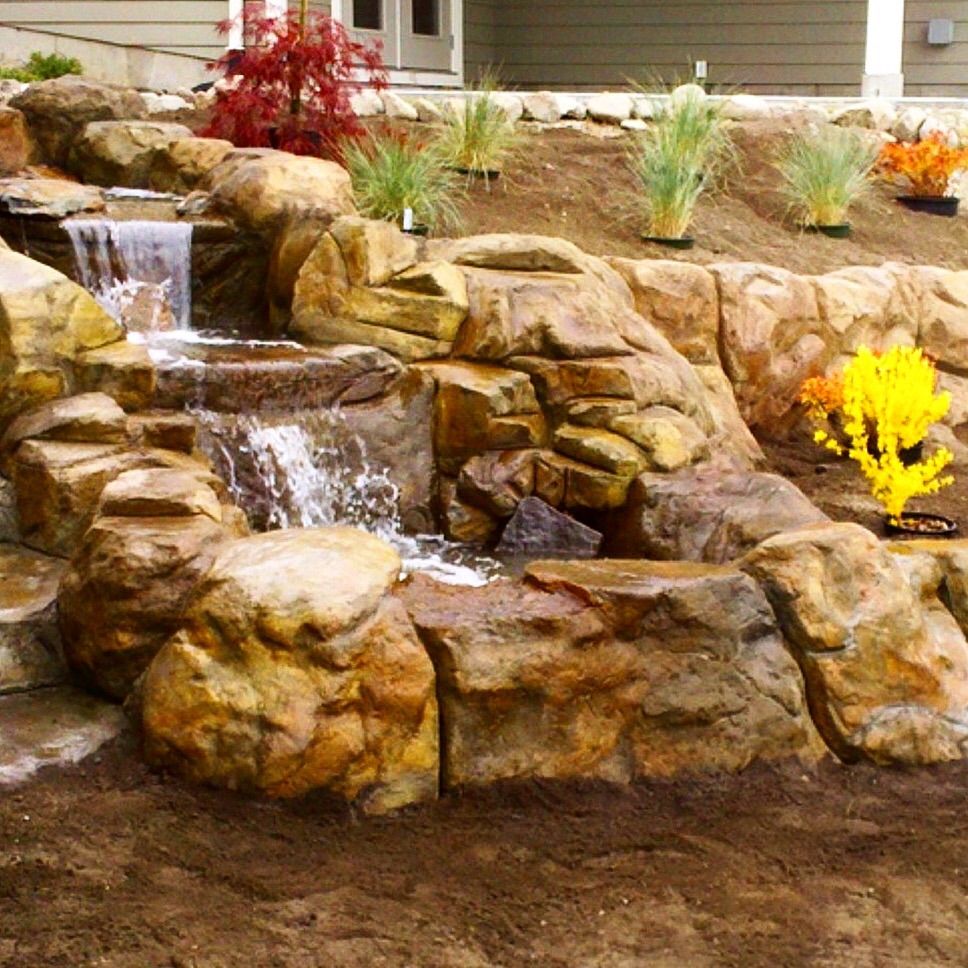 Solid concrete waterfalls