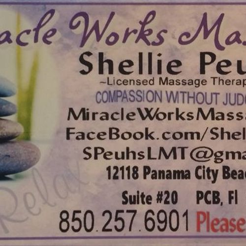 Miracle Works Massage business card