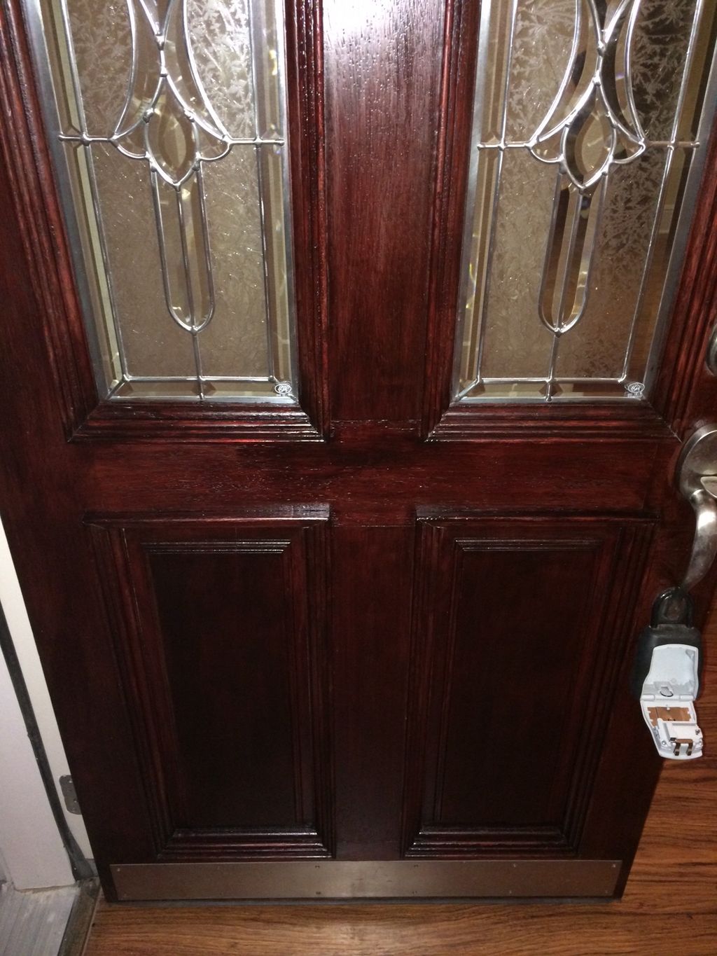 Refinished wooden entry door