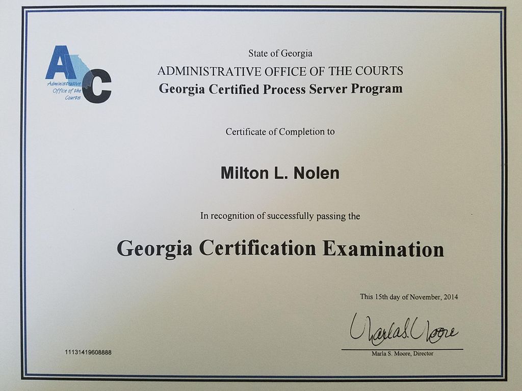 Georgia Process Server Certification Examination