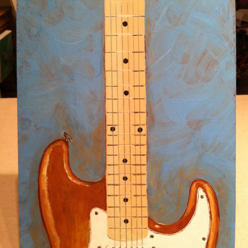 Guitar commission for boy baby shower.