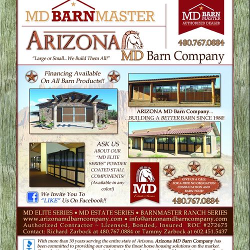 Monthly Print Ad for ARIZONA MD Barn Company