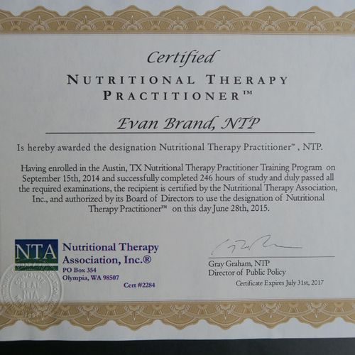 My Nutritional Therapy Practitioner Certfication