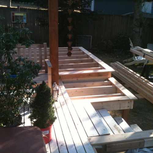 A deck extension under construction.
2 levels