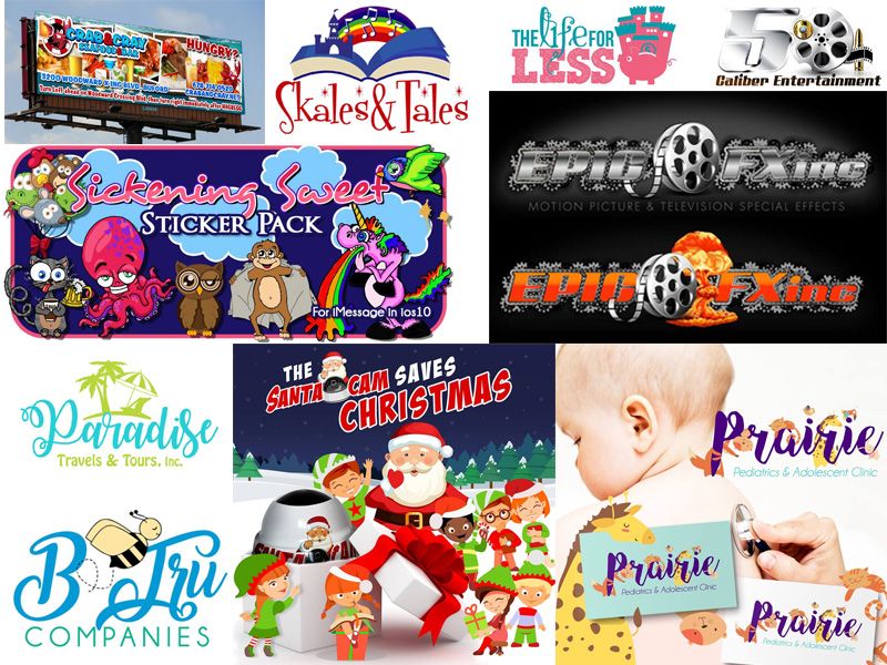 A selection of logos and illustrations