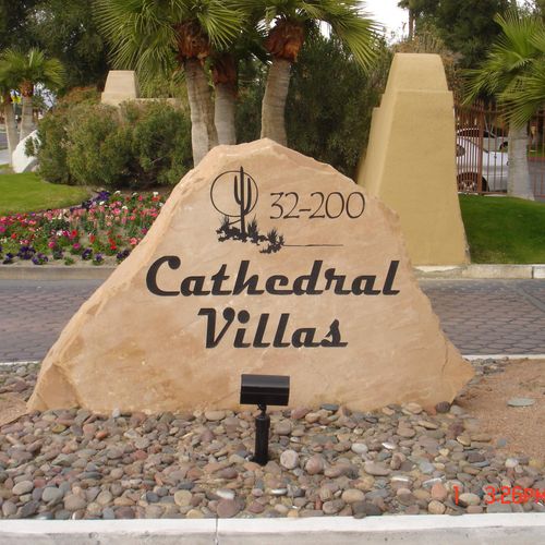 Stenciled stone signs
