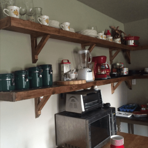 Classic open shelving unit, with hand built bracke