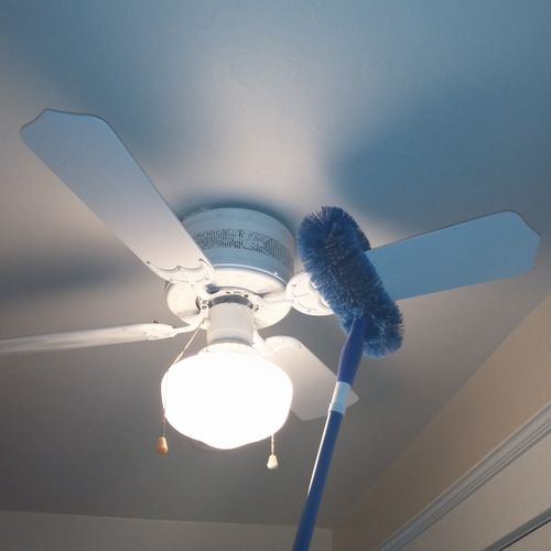 We dust fans and other secure fixtures using micro
